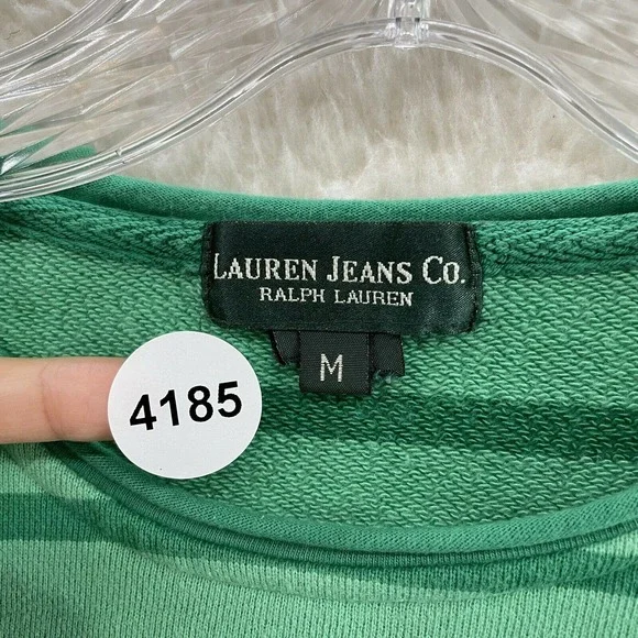 Lauren Jeans Co Ralph Lauren Green Striped Pullover Sweater Womens M Medium - Picture 8 of 8